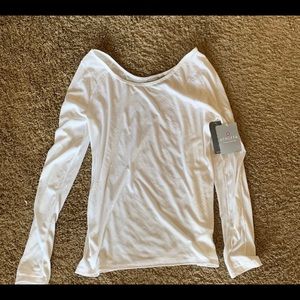 White mesh long sleeve athletic top